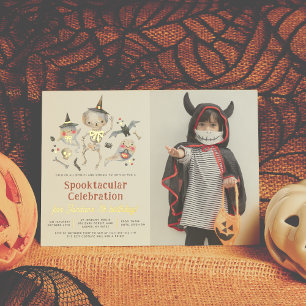 Glänzende Spooktacular Halloween-Foto-Geburtstagsf Folieneinladung