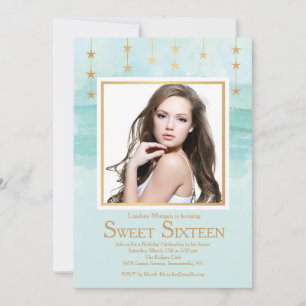 Glänzende Stern-Foto-Einladung Einladung