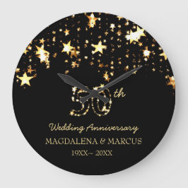 Glänzende Sterne und Zahlen Große Wanduhr