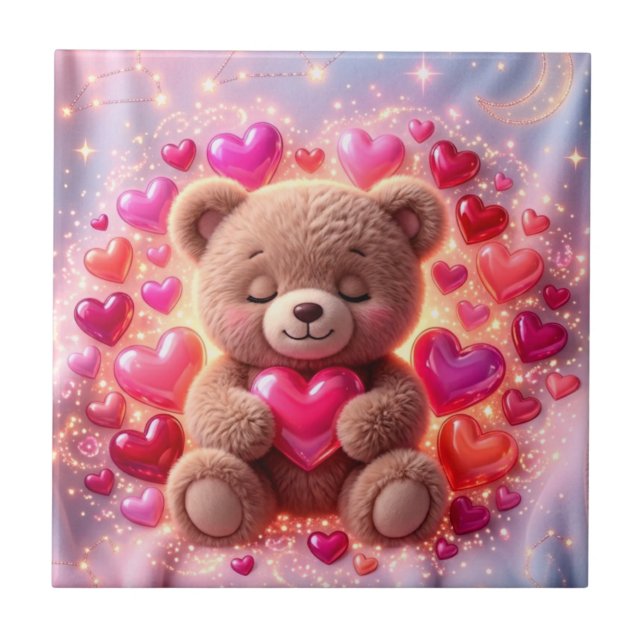 Glänzende Teddy-Liebe-Fliese 💖Keramikfliese Fliese (Vorderseite)