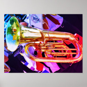 Glänzende Tuba aus schräger Perspektive Blechbläse Poster