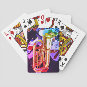 Glänzende Tuba aus schräger Perspektive Blechbläse Spielkarten