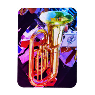 Glänzende Tuba Schräge Perspektive Blechbläserense Magnet