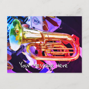 Glänzende Tuba Schräge Perspektive Blechbläserense Postkarte