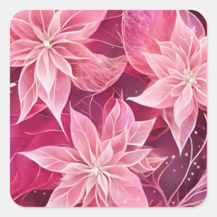 Glänzende weiche rosa Weihnachtsstern Quadratischer Aufkleber
