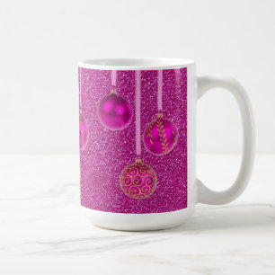 Glänzende Weihnachtsbaumkugeln in heißem Pink - We Tasse