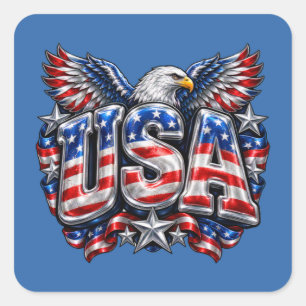 Glänzender 3D-Puffy-USA-Athletic-Adler-Quadrat-Auf Quadratischer Aufkleber