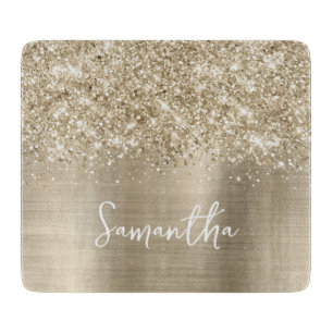 Glänzender, blasser Gold-Glamour-Name Schneidebrett