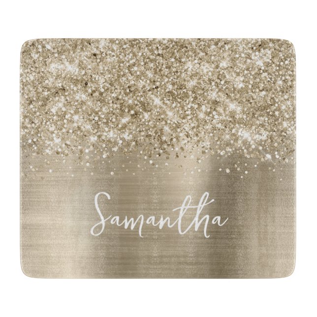 Glänzender, blasser Gold-Glamour-Name Schneidebrett (Vorderseite)