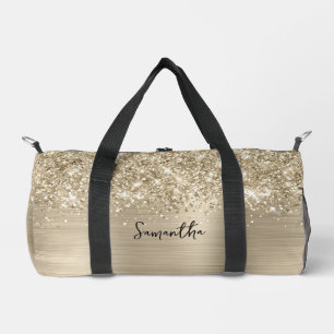 Glänzender Blassgold Glam Name Duffle Bag