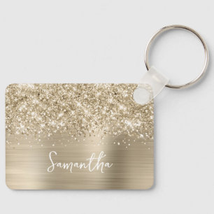 Glänzender Blassgold Glam Name Schlüsselanhänger