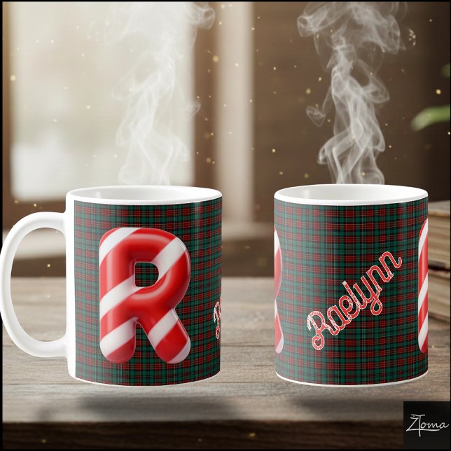 Glänzender Candy-Cane-gestreifter Weihnachtsbuchst Kaffeetasse (Von Creator hochgeladen)