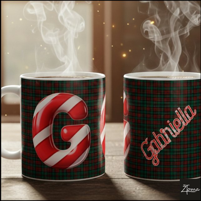 Glänzender Candy-Cane-gestreifter Weihnachtsbuchst Kaffeetasse (Von Creator hochgeladen)