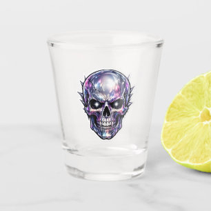 Glänzender Chrome-Totenkopf - Dark Glow Design Schnapsglas