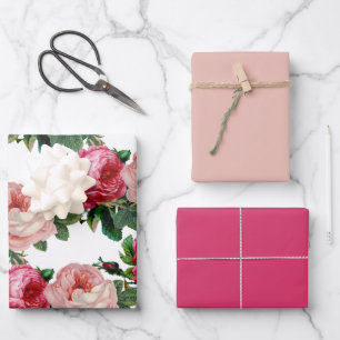 Glänzender Farbton der rosa Rose Geschenkpapier Set
