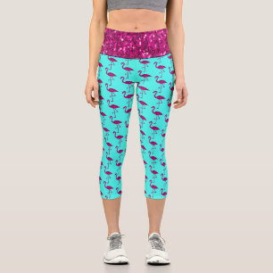Glänzender Flamingo heiß rosa falsche Funken Türki Capri Leggings
