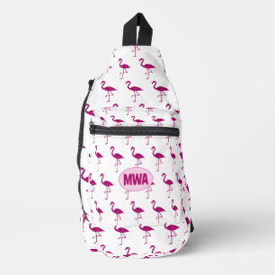 Glänzender Flamingo-Hot-Pink-Faux-Sparkles-Monogra Crossbody Bag
