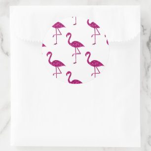 Glänzender Flamingo Rosa Glitter funkelt Muster Runder Aufkleber