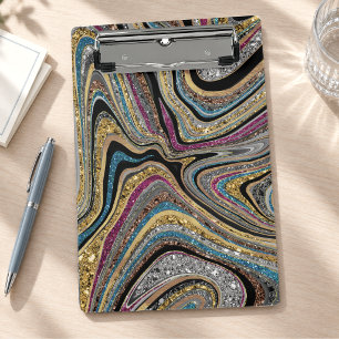 Glänzender Glam glitteriger Mädchen-Marmor-Kunst Mini Klemmbrett