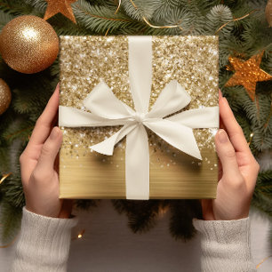 Glänzender Gold Glam Geschenkpapier Set