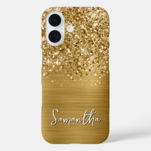 Glänzender Gold Glam Name iPhone 16 Hülle