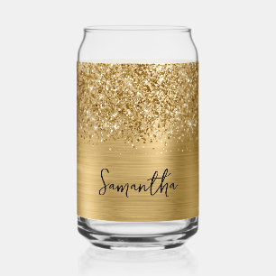 Glänzender Gold Glam Name Dosenglas