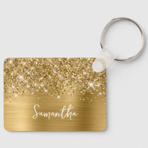 Glänzender Gold Glam Name Schlüsselanhänger