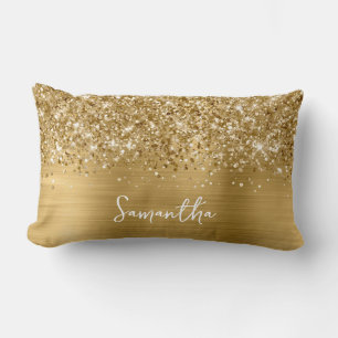 Glänzender Gold Glam Schriftname Lendenkissen