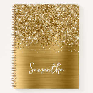 Glänzender Gold Glam Schriftname Notizbuch