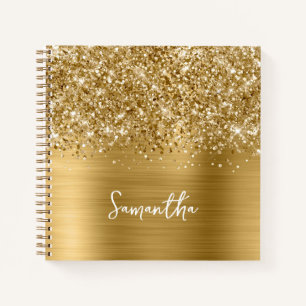 Glänzender Gold Glam Schriftname Notizbuch