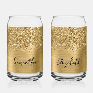 Glänzender Gold-Glamour-Name Dosenglas