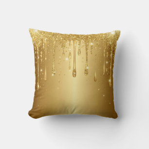 Glänzender Gold Glitter-Tropfen-Hintergrund Kissen