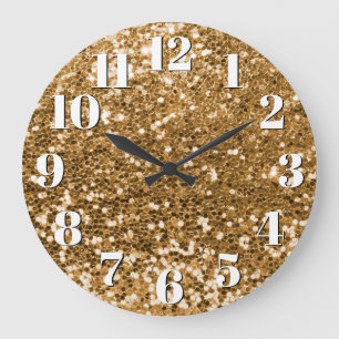 Glänzender goldener Chunky-Glitter Große Wanduhr