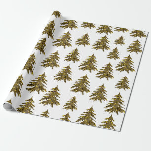 Glänzender goldener Weihnachtsbaum Geschenkpapier