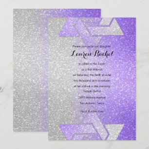 Glänzender Gradient Bat Mitzvah Lila Einladung