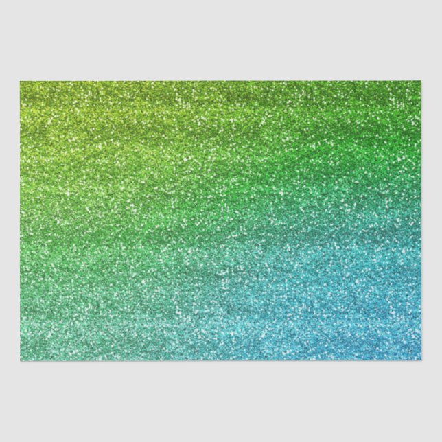 Glänzender grüner und blauer Gradient Glitter Seidenpapier (Vorderseite)