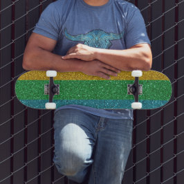 Glänzender Look Gold Grün und Blau Funkeln Unisex Skateboard