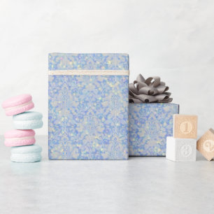Glänzender Luxus-Damaskus & Glitter - Hellblau Geschenkpapier