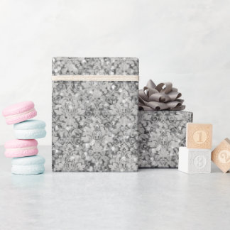 Glänzender Luxus-Damaskus & Glitter - Silber  Geschenkpapier