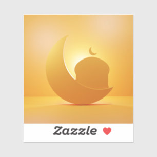 glänzender Mond und Moschee Aufkleber