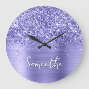 Glänzender Periwinkle-Folie-Name Große Wanduhr