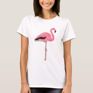 Glänzender rosa Flamingo Strand Weihnachten T-Shirt