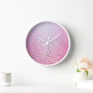 Glänzender rosa Gepardendruck Uhr