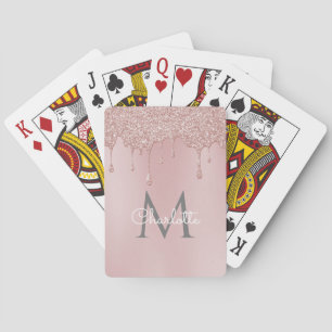 Glänzender rosa Schriftzug mit Monogramm in Mädche Spielkarten