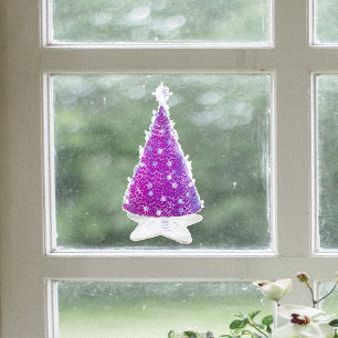 Glänzender Rosa Silberner Weihnachtsbaum Sternenfö Fensteraufkleber