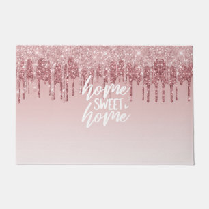 Glänzender rosa Tropfeneffekt   Home Sweet Home Fußmatte