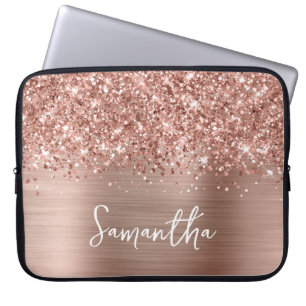 Glänzender Roségold Glam Handgeschriebener Schrift Laptopschutzhülle