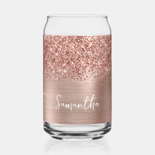 Glänzender Roségold Glam Name Dosenglas