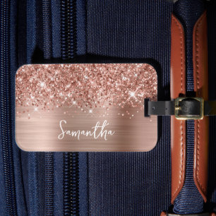 Glänzender Roségold-Glamour-Name Gepäckanhänger