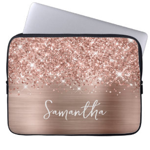 Glänzender Roségold-Glamour-Name Laptopschutzhülle
